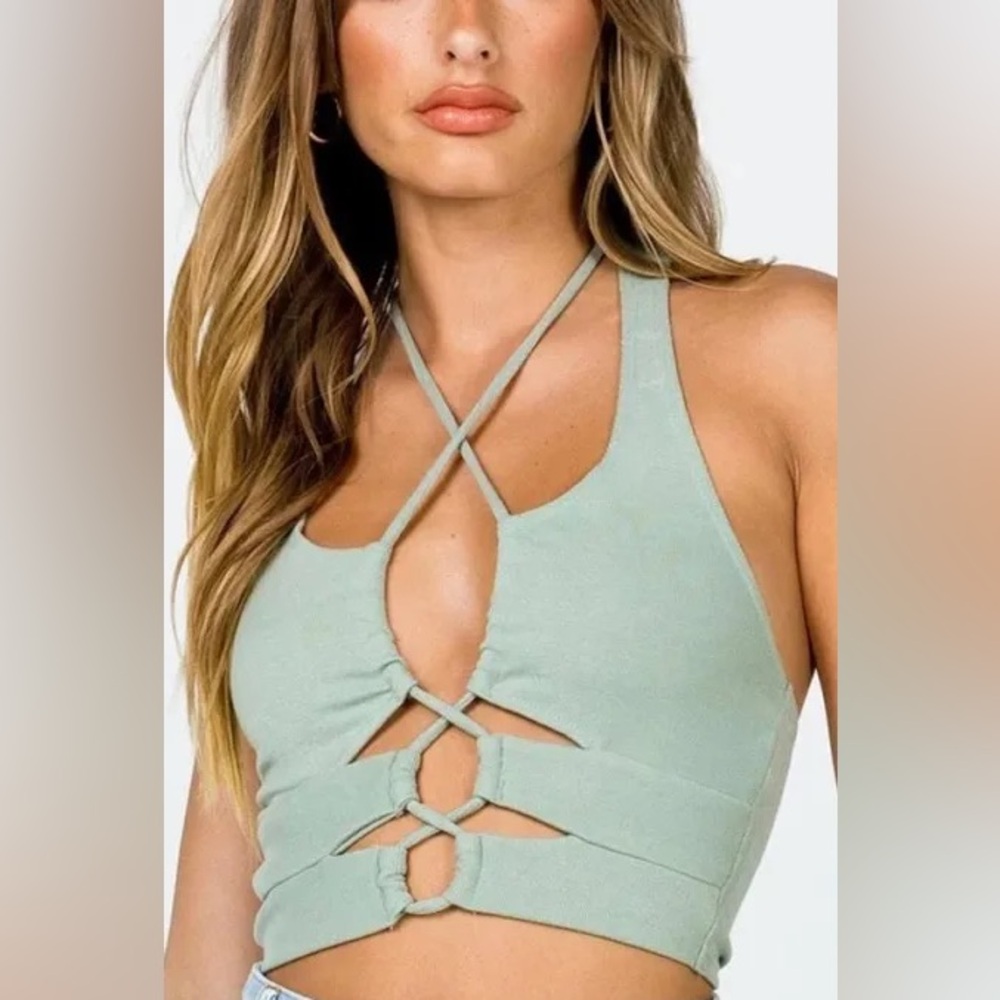 Princess Polly tie front halter crop top